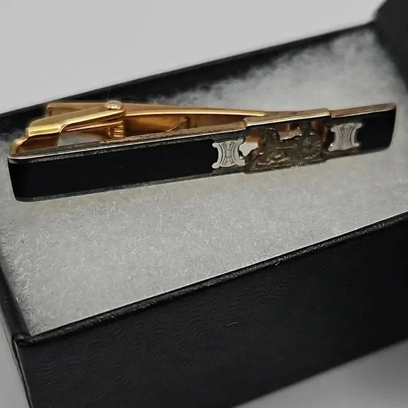 Celine Black, Silver and Gold Tone Tie Clip - Sterling Silver - Picture 1 of 4